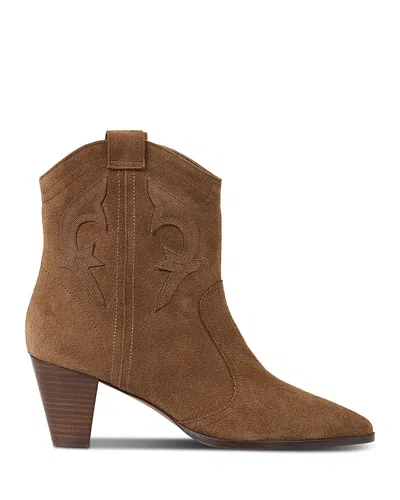 Ba&sh Casey Embroidered Western Ankle Boots In Brown