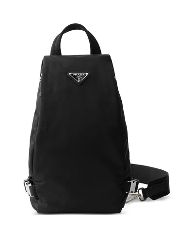 Prada Re-nylon And Saffiano Leather Backpack In Black