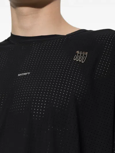 Satisfy Space O Perforated Running T-shirt In Black