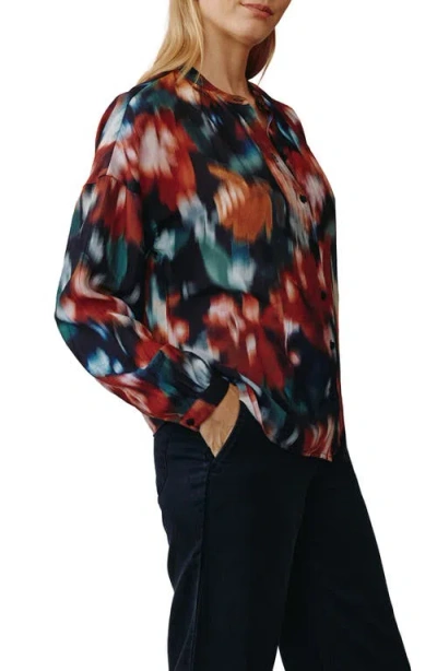 Bella Dahl Split Neck Button Down Shirt In Multi