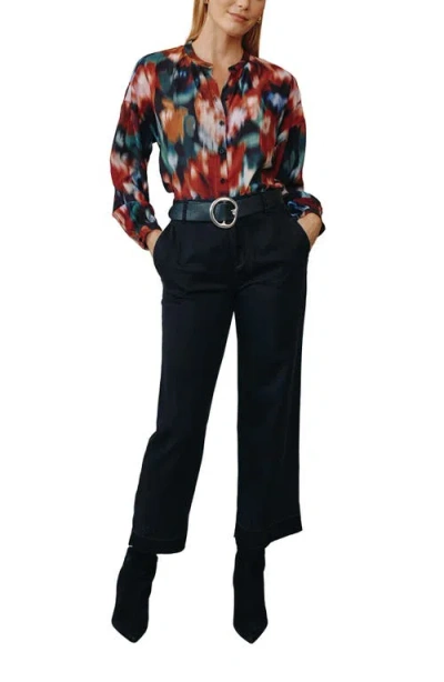 Bella Dahl Split Neck Button Down Shirt In Multi