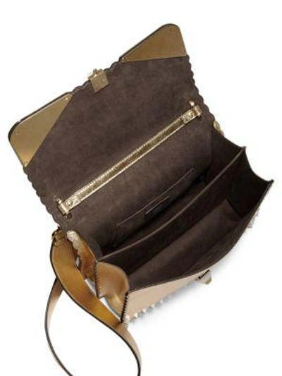 Shop Fendi Kan I Embellished Metallic Leather Shoulder Bag In Gold