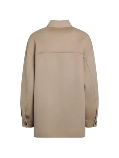 Weekend Max Mara Folk Oversized Wool Jacket In Brown