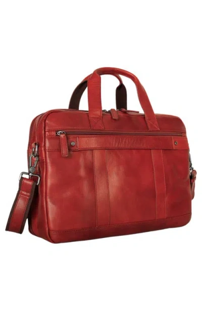 Mancini Double Compartment Briefcase In Cognac
