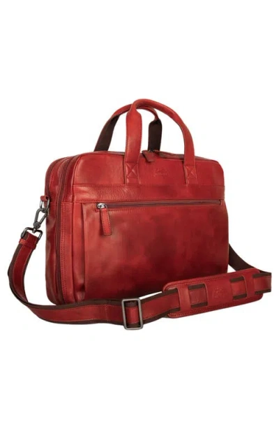 Mancini Double Compartment Briefcase In Cognac
