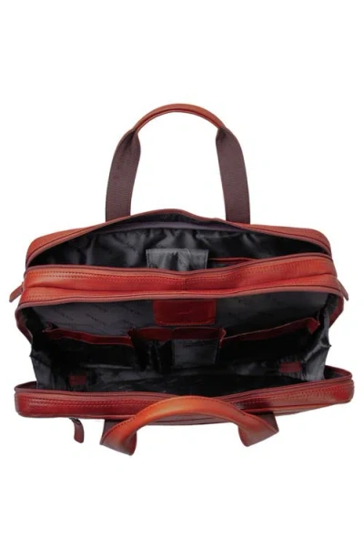 Mancini Double Compartment Briefcase In Cognac