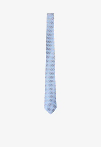 Canali Geometric-pattern Silk Tie In Blue