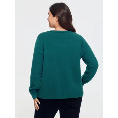 Bloomchic Solid V Neck Open Front Cardigan In Green