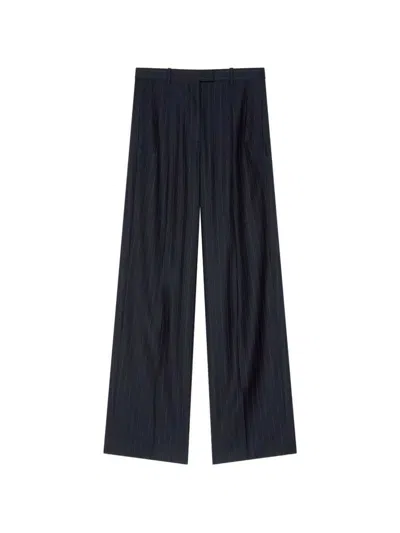 Givenchy Double Pleat Striped Pants In Wool In Blue