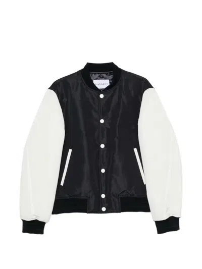 Givenchy -style Bomber Jacket With Elastic Knit Collar In Black