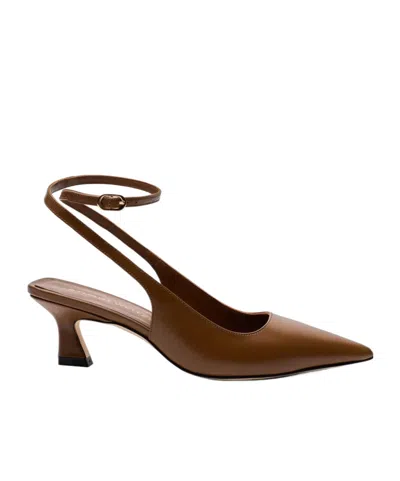 Stuart Weitzman Vinnie 50 Squared Strap Pump In Brown