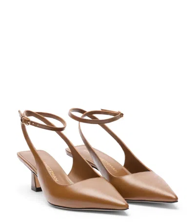 Stuart Weitzman Vinnie 50 Squared Strap Pump In Brown