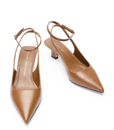 Stuart Weitzman Vinnie 50 Squared Strap Pump In Brown