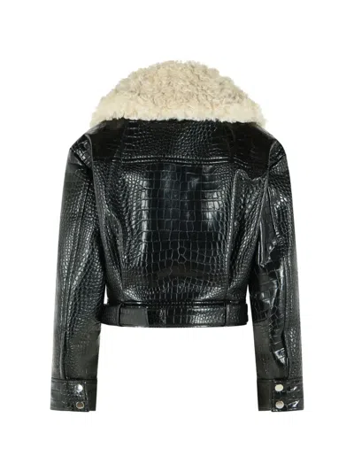 Sportmax Crocodile-effect Biker Jacket In Multi