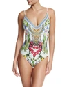 CAMILLA V-NECK SCOOP-PACK ONE-PIECE SWIMSUIT, EXOTIC HYPNOTIC