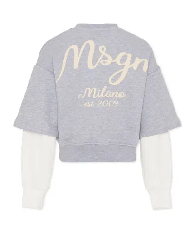Msgm Double-layered Embroidered Sweatshirt In Gray