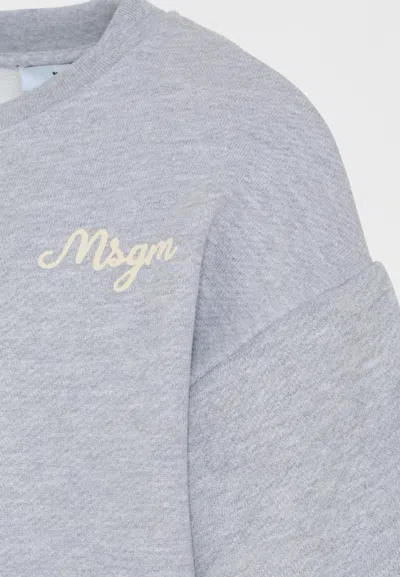 Msgm Double-layered Embroidered Sweatshirt In Gray