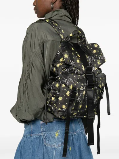 Ganni Printed Backpack In Black