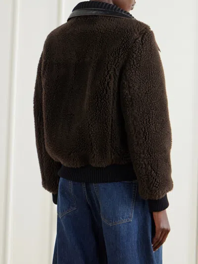 Sacai Cropped Shearling-effect Jacket In Multi