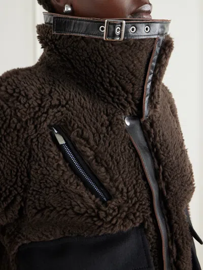 Sacai Cropped Shearling-effect Jacket In Multi