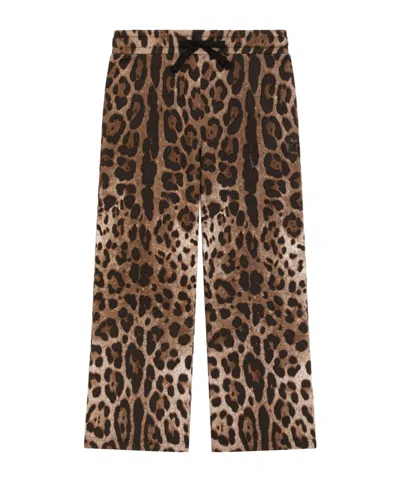 Dolce & Gabbana Drawstring Leopard-pattern Trousers In Brown
