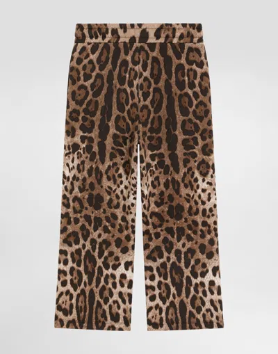 Dolce & Gabbana Drawstring Leopard-pattern Trousers In Brown