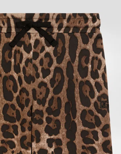 Dolce & Gabbana Drawstring Leopard-pattern Trousers In Brown