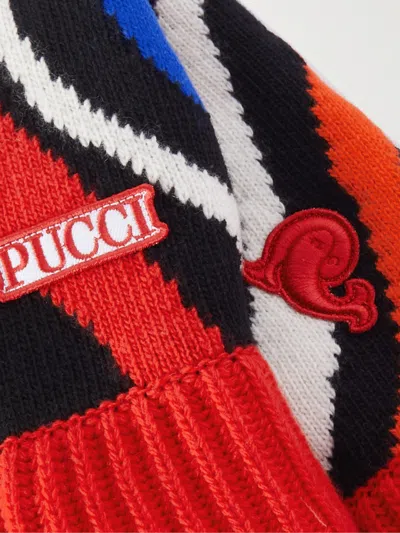 Pucci Wool-jacquard Mittens In Multi