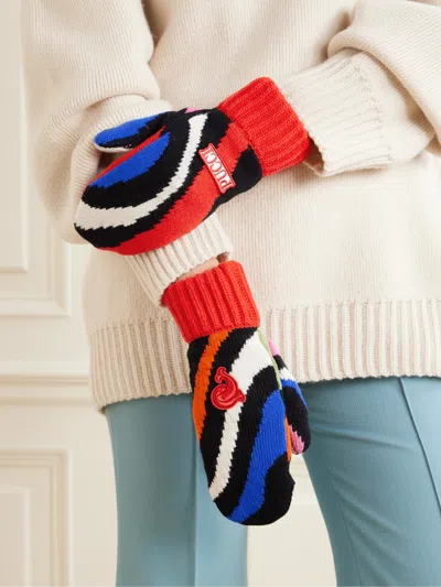 Pucci Wool-jacquard Mittens In Multi