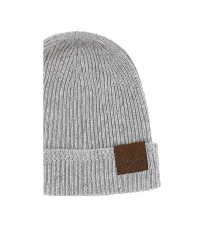 Tom Ford Ribbed Patch Beanie In Gray