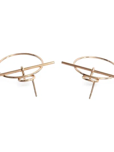 Pre-owned Hermes Loop Toggle Earrings In Pink
