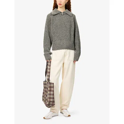 Samsoe & Samsoe Womens Samsoe Samsoe Saamandy Zip Turtleneck Wool-blend Jumper In Gray