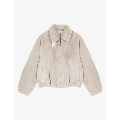 Maje Womens  Collared Regular-fit Shell Jacket In Neutral