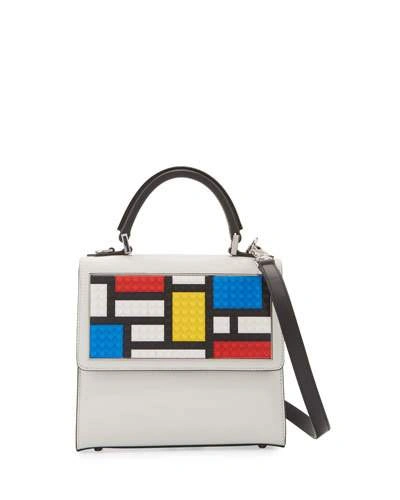 Les Petits Joueurs Mini Alex Mondrian Shoulder Bag, White/black