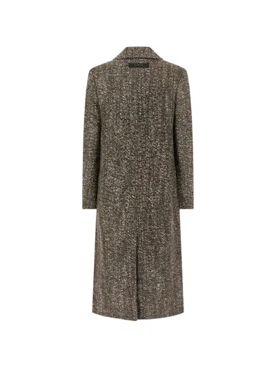 Iceberg Herringbone-pattern Double-breasted Coat In Brown