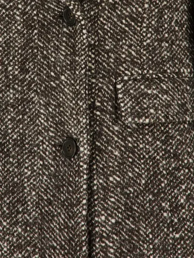 Iceberg Herringbone-pattern Double-breasted Coat In Brown