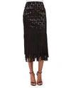 TAMARA MELLON GEOMETRIC SUEDE FRINGE SKIRT, BLACK