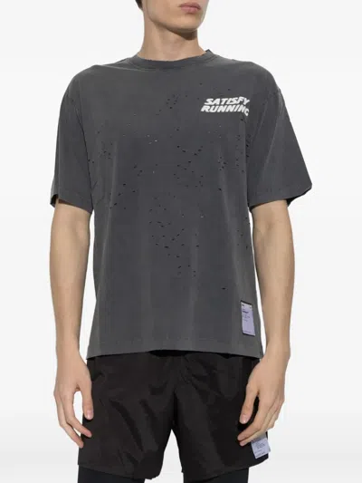 Satisfy Mothtech Logo-print T-shirt In Gray