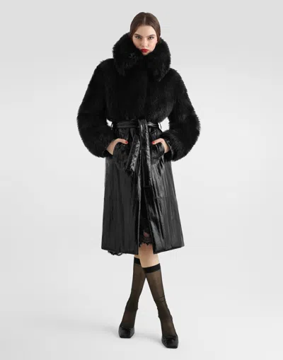 Dolce & Gabbana Eel Coat In Black