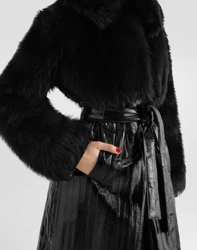 Dolce & Gabbana Eel Coat In Black