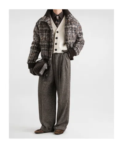 Dolce & Gabbana Check-pattern Bomber Jacket In Black