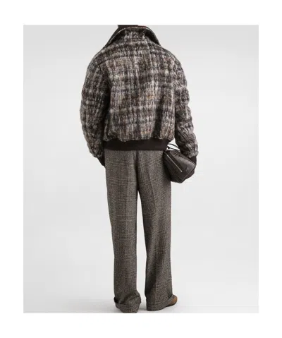Dolce & Gabbana Check-pattern Bomber Jacket In Black