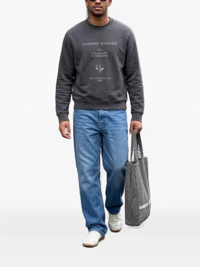 Samsoe & Samsoe Samarcus Logo-print Sweatshirt In Gray