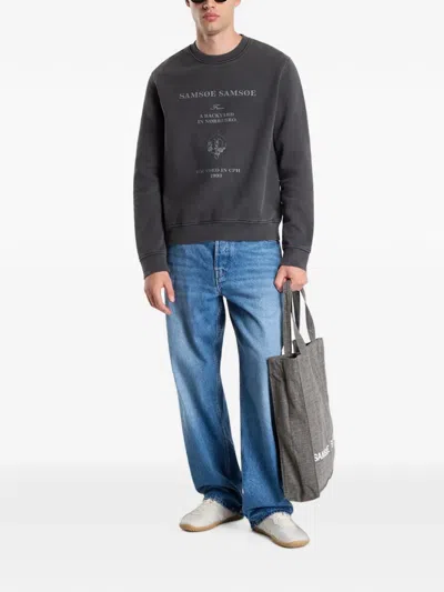 Samsoe & Samsoe Samarcus Logo-print Sweatshirt In Gray