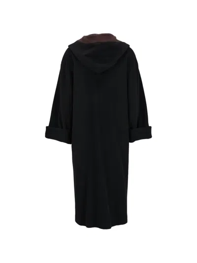 Pre-owned Vintage Wool Oversized Coat In Black