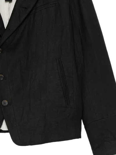Forme D'expression Crinkled-finish Single-breasted Blazer In Black