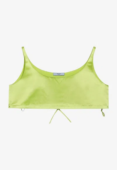Prada Pistachio Top In Silk Duchesse In Green