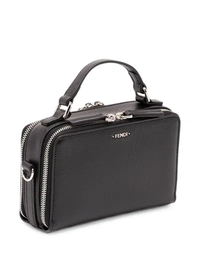 Fendi Black Leather Tote Bag In Black