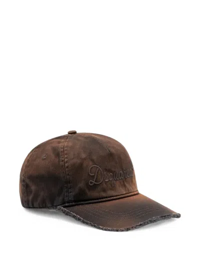 Dsquared2 Brown Embroidered Baseball Cap In Brown