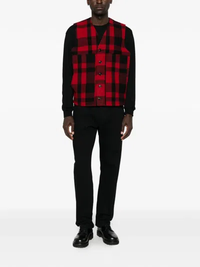 Filson Check-pattern Gilet In Red